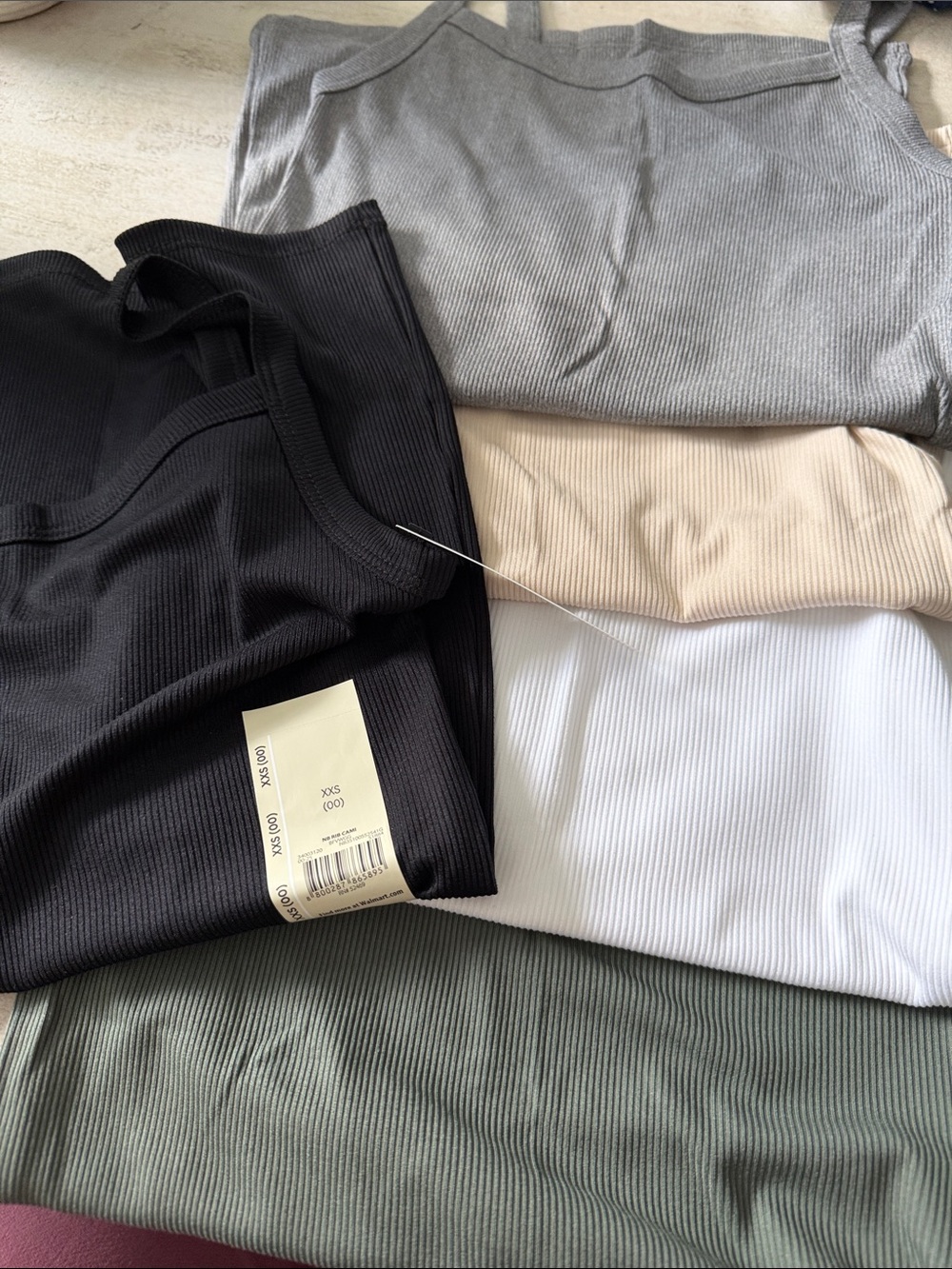 NOBO Ribbed Tank Top Set in Black, Gray, Cream, white and olive. XXS